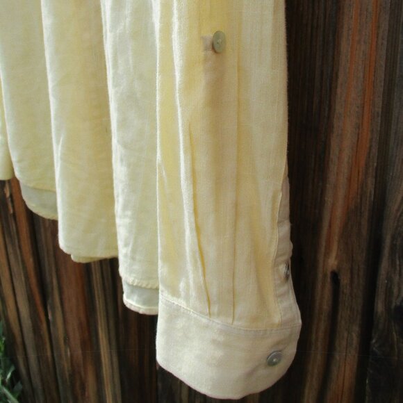 NOMADIC TRADERS Embroidered Long Sleeve Shirt Pastel Yellow Blouse Size M - Picture 5 of 9